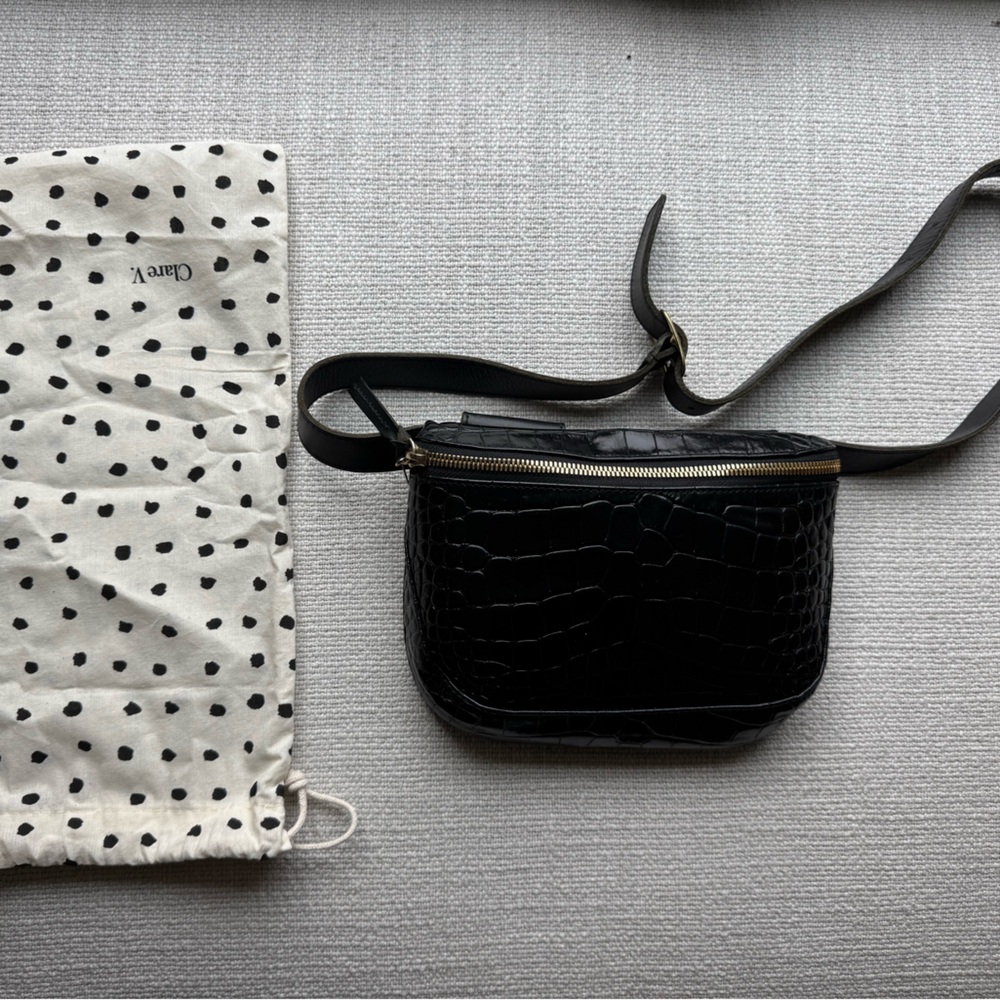 Clare V. Black Croco Fanny / Belt Bag
